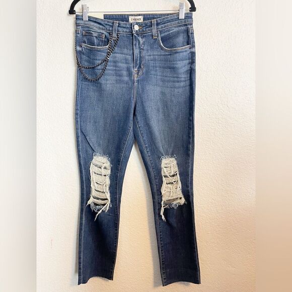 L'AGENCE Luna Chain Detail Ripped Skinny Jeans 29. New - Picture 4 of 12